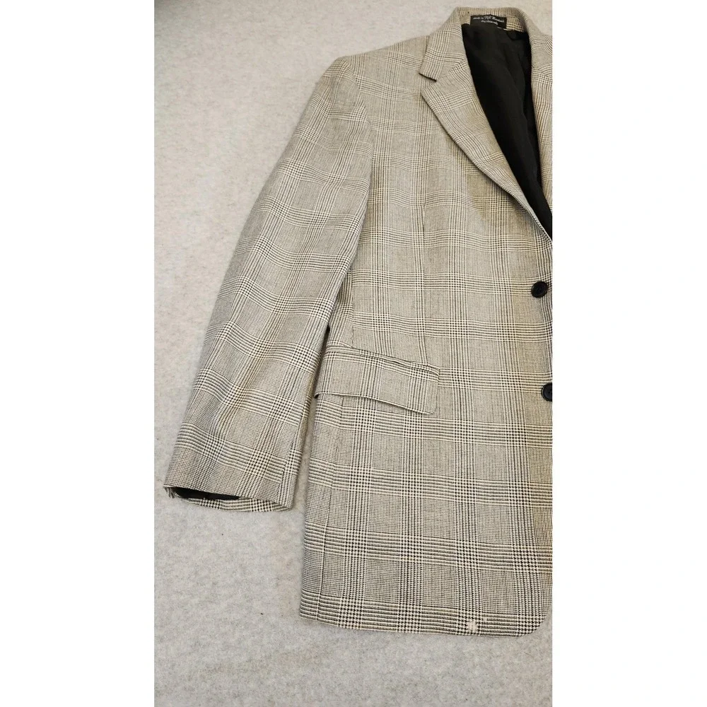 Gianfranco Ruffini Blazer Sport Coat Mens 42R Gray Glen Plaid‎ Silk Wool READ